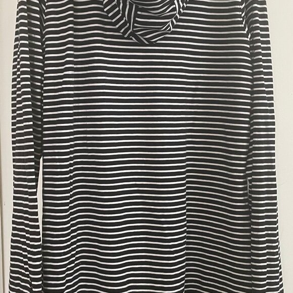 Coolibar Catalina Beach CoverUp Swim Dress UPF 50+ Black & White Striped Hood XL - Picture 9 of 12